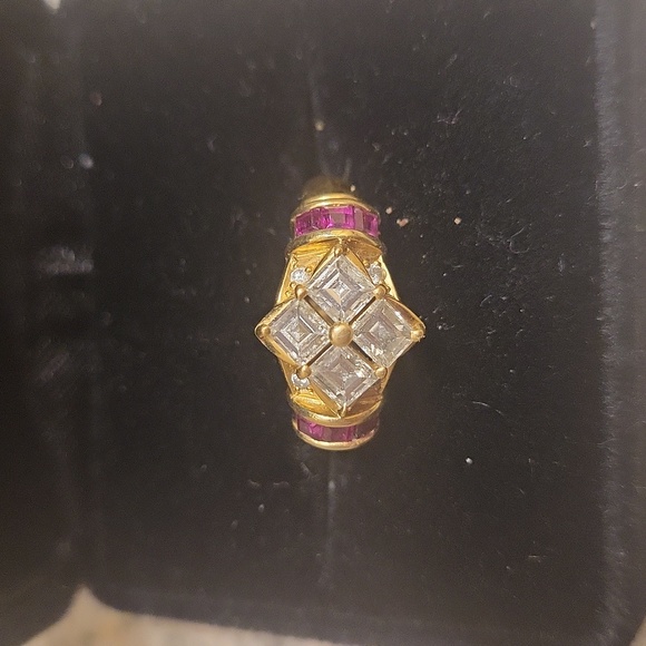 18kt diamond ruby estate ring very fine - Picture 2 of 7